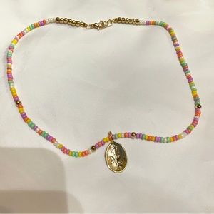 Cute colorful handmade y2k beaded necklace with charm